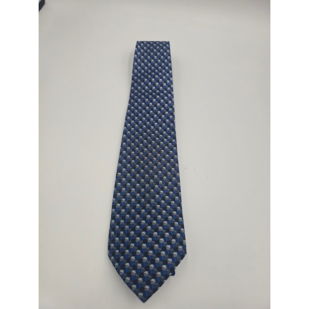 McDonalds Apparel Collection Mens Blue Geometric Pattern Corporate Necktie